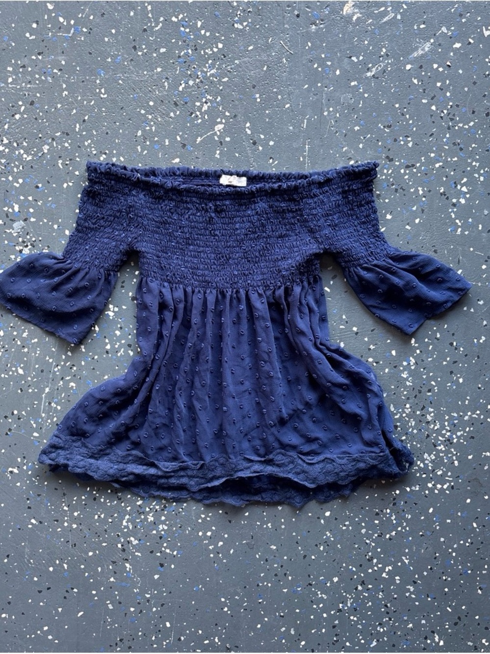 Off-Shoulder Navy Blue Babydoll Coquette Women's Top Size Small